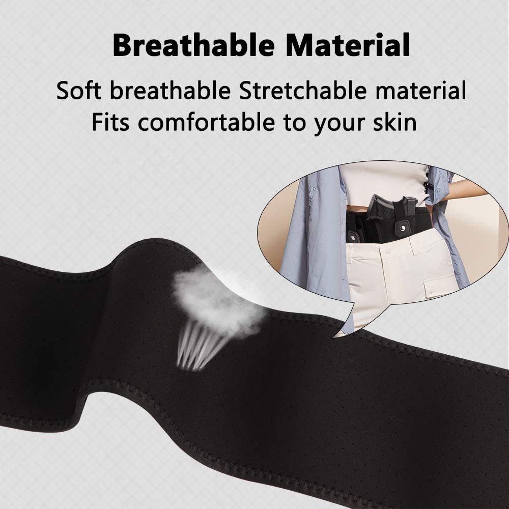 Aomago Belly Band Holsters for Men Women with Extra Mag Pouch - Small Adjustable Waistband, Gun Holster Fits Glock, Bodyguard 380, Taurus 1911, Sig Sauer, etc