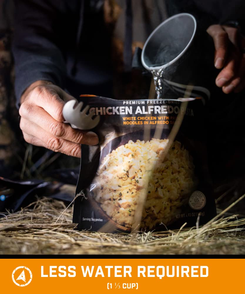 Peak Refuel Chicken Alfredo Pasta | Premium Freeze Dried Camping Food | Backpacking & Hiking MRE Meals | Just Add Water | 100% Real Meat | 48g of Protein | 2 Serving Pouch (2 Serving)