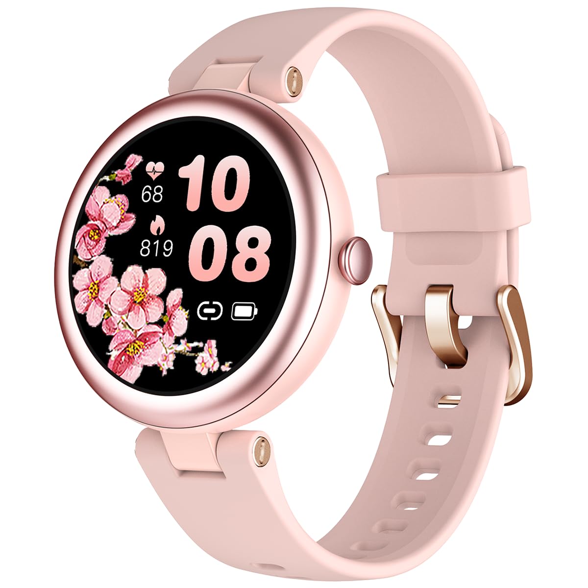 Fitness Watches for Women, Fitness Tracker Gifts for Women Mom Round Smartwatch Compatible with iPhone Android Phones with Heart Rate Monitor Pedometer Sleep Tracker Steps Counter Waterproof Pink