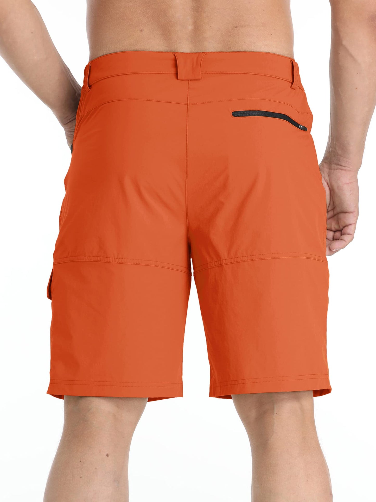 TACVASEN Mens 10" Lightweight Hiking Outdoor Cargo Travel Shorts Quick Dry Casual Breathable Fishing Dress Golf Summer Shorts Orange 32