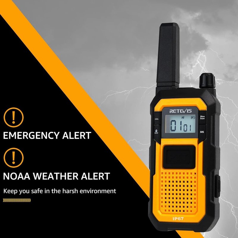 Retevis RB48 Long Range Walkie Talkies - IP67 Waterproof, Heavy Duty | 2000mAh Battery, 6 Pack for Job Sites