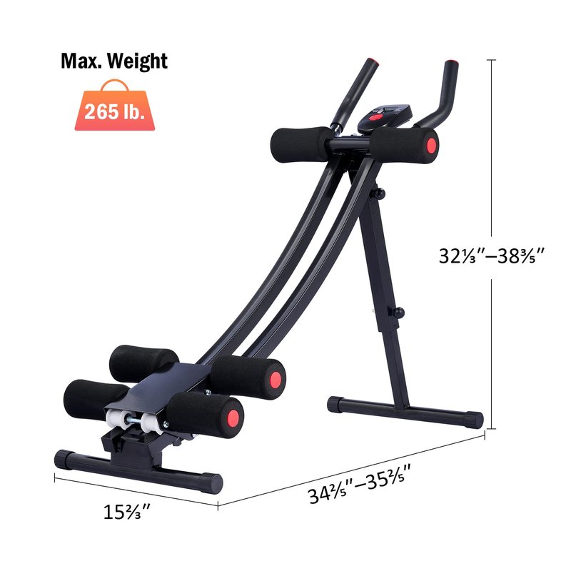 ZELUS Ab Workout Equipment for Gym, Ab Machine Exercise Equipment for Home Workouts, Ab Crunch Coaster Core Trainer with 4 Intensities and Digital Display, Foldable Abdominal Trainer Waist Toner