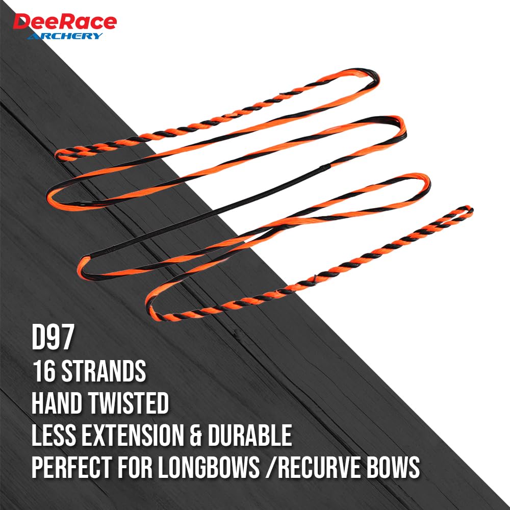 DEERACE D97 Flemish Fast Flight Bow String Replacement Bowstring for Traditional Longbow Recurve Bow (AMO 50" (Bow Length), Green)