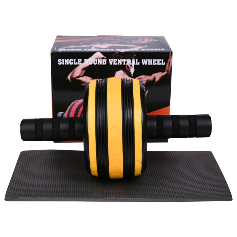 Dalekana AB Wheel Roller, Exercise Abdominal Fitness Wheel, Work-out Strength-Training Roller, 11.2"L, Yellow