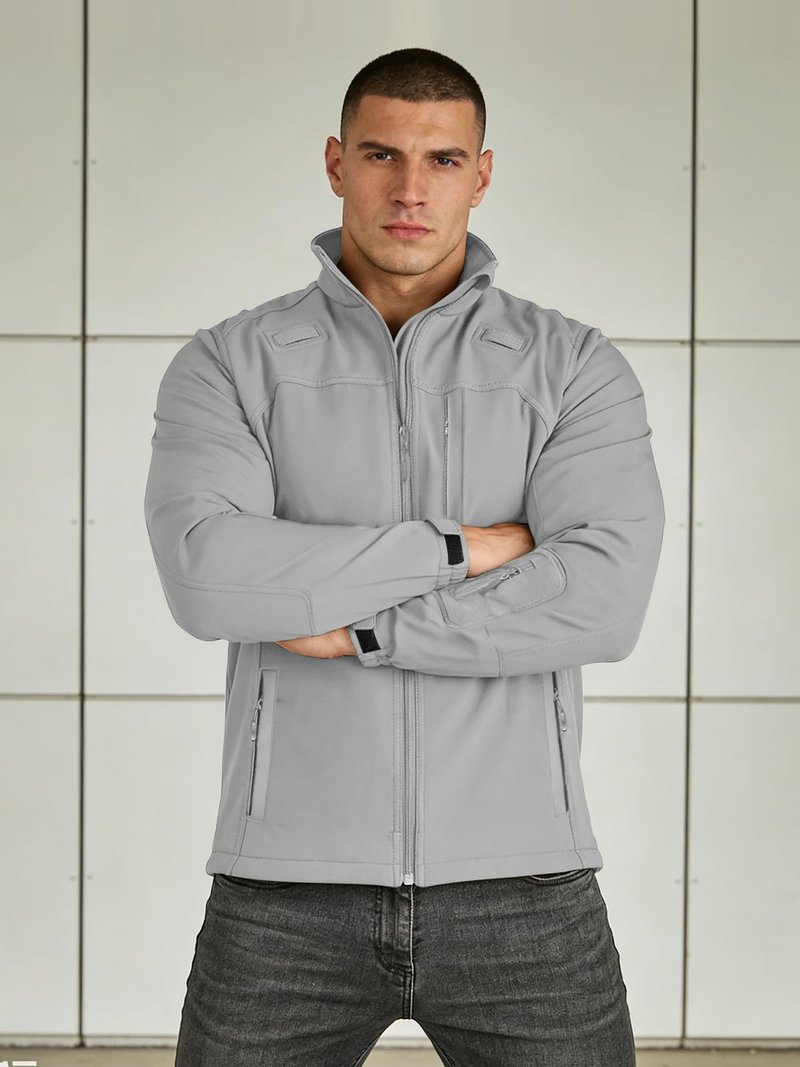 Yousify Men's Lightweight Softshell Jacket Fleece Lined Waterproof Windbreaker Tactical Jackets for Outdoor Hiking