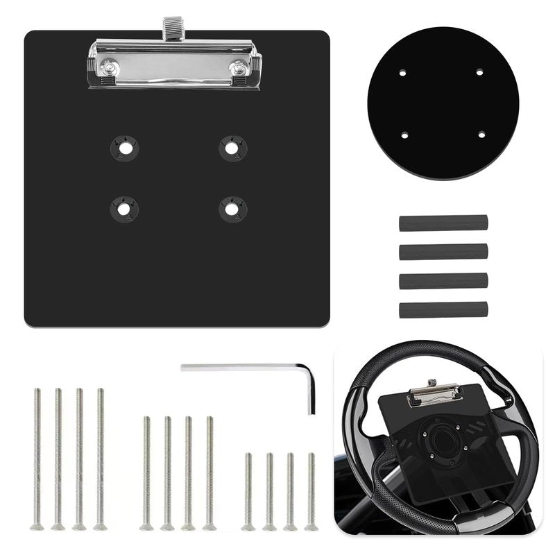CaBYbigG Universal Steering Wheel Golf Score Card Holder for Golf Cart EZGO Club CAR Yamaha, with Pen Holder on Steering Black