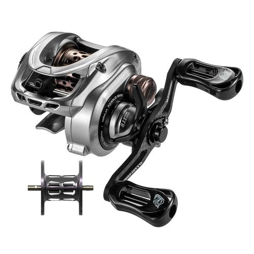 DOVIELLO HICC50 Compact Baitcaster Fishing Reels - 4.7oz Ultra Smooth Fishing Reel with Magnetic Brake, 8.1:1 Speed Ratio and 10+1 Bearing Reels Equipped for Saltwater Outdoor - Left Hand Dual spools