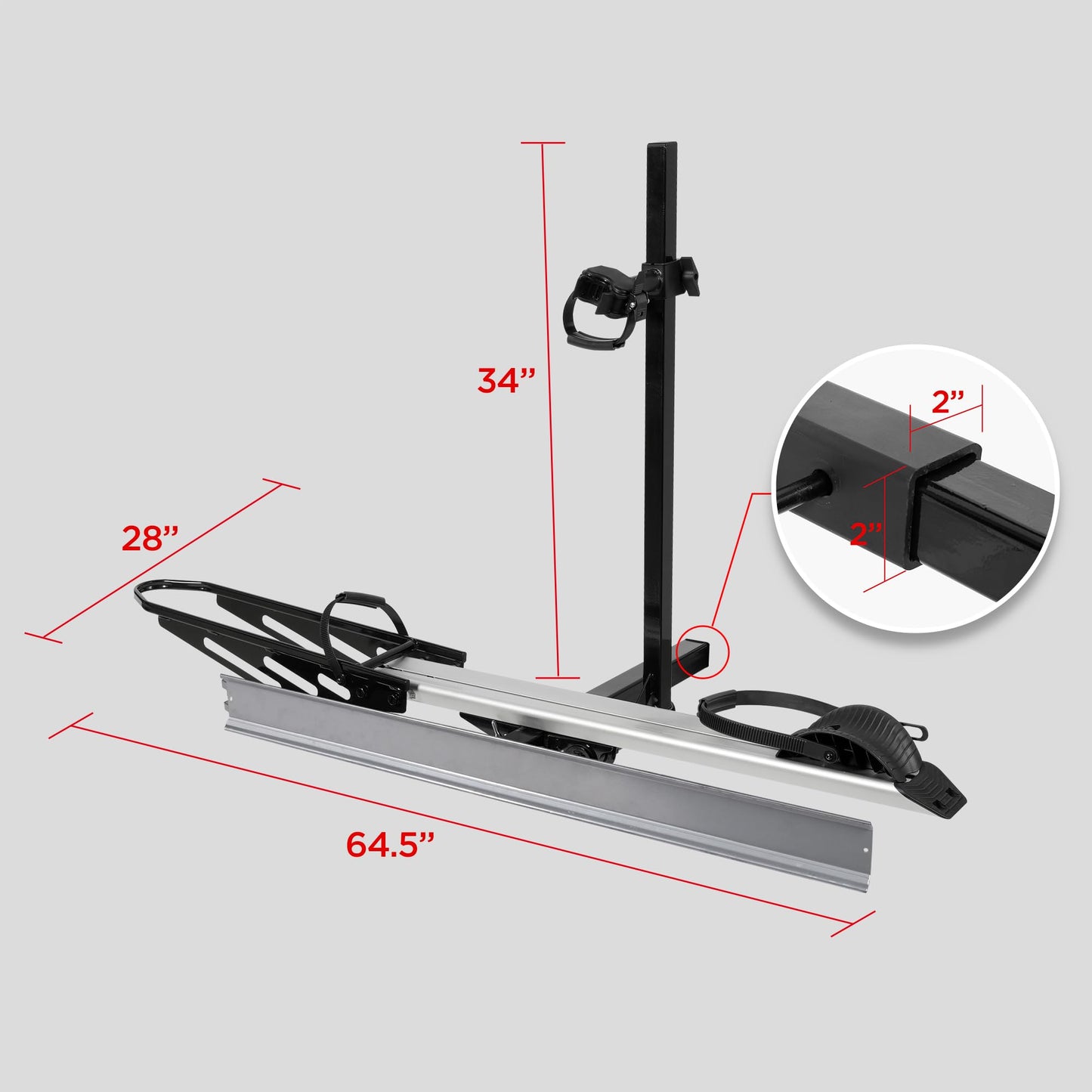 Young Electric Hitch Mount Single Bike Rack with Ramp for Electric Bike, 100 lbs. Capacity Bike Carrier for Truck, Trailer, RV, SUV