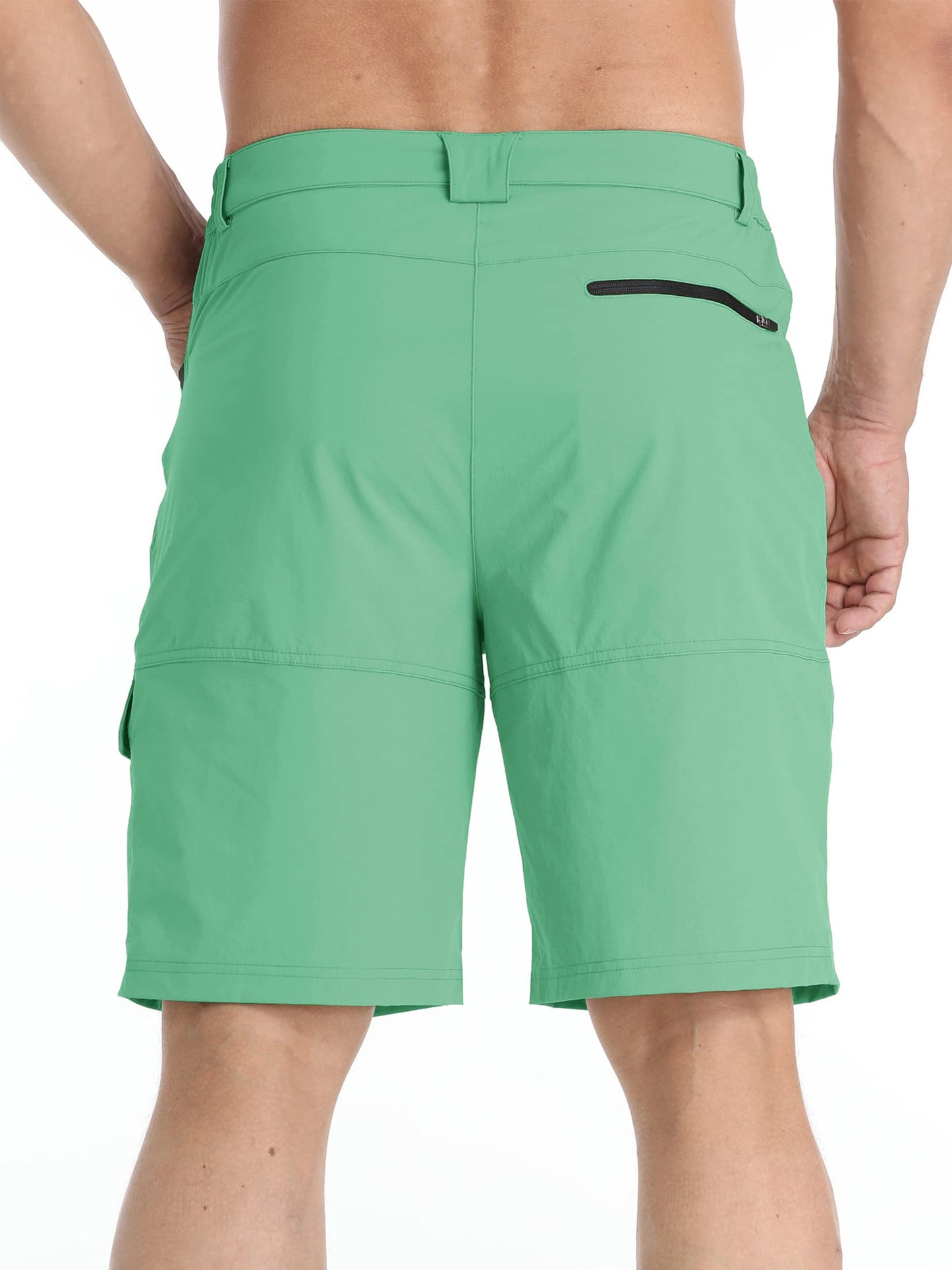 TACVASEN Mens Dress Shorts Golf Outdoor Lightweight Quick Dry Summer Casual Hiking Cargo Shorts with Zipper Pockets Mint Green 38