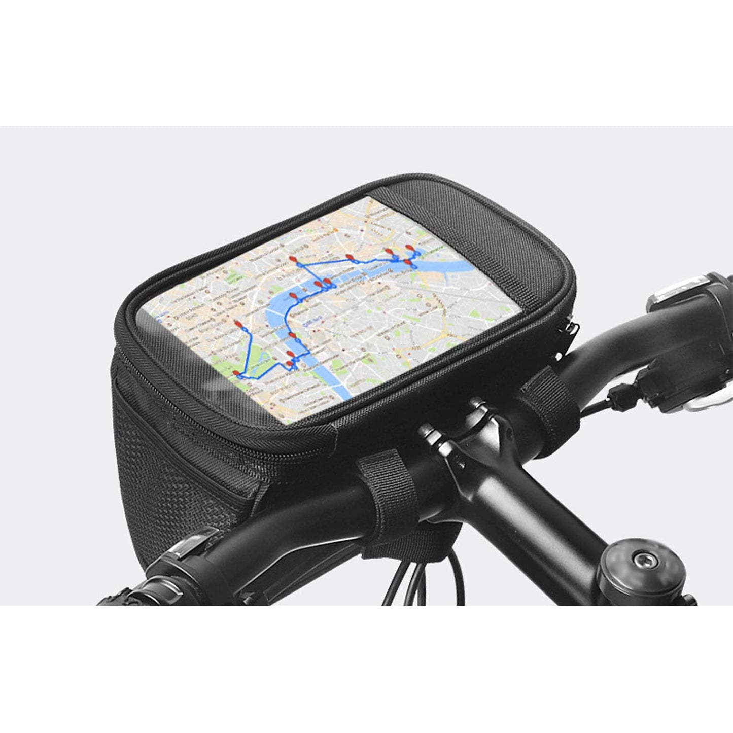 traderplus Bike Handlebar Bag Bicycle Front Basket Scooter Bag Insulated Cooler Storage Pouch Road Mountain Cycling Pack Cycling Accessories with TPU Touch Screen & Reflective Stripe