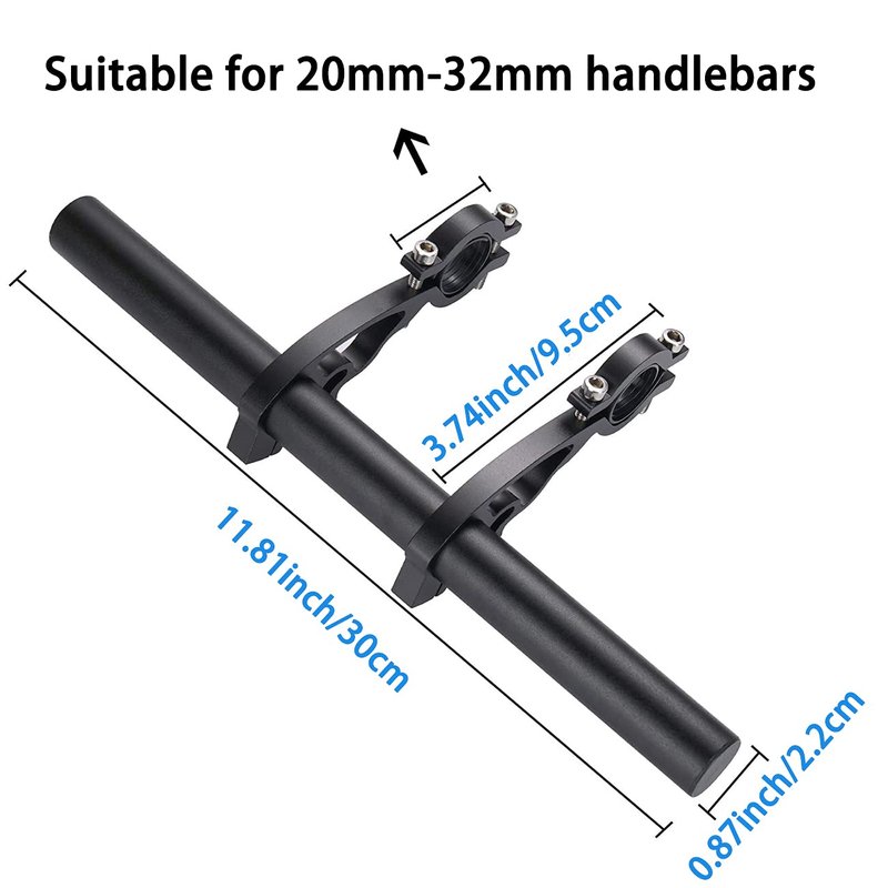 Bike Bicycle Double Handlebars Extender Extension,11.8 inches/30CM Aluminum Alloy Super Long Bike Bracket Accessories,for Bike Mounts,Bicycle Extender Bars,for 20mm-32mm Bars Caliber