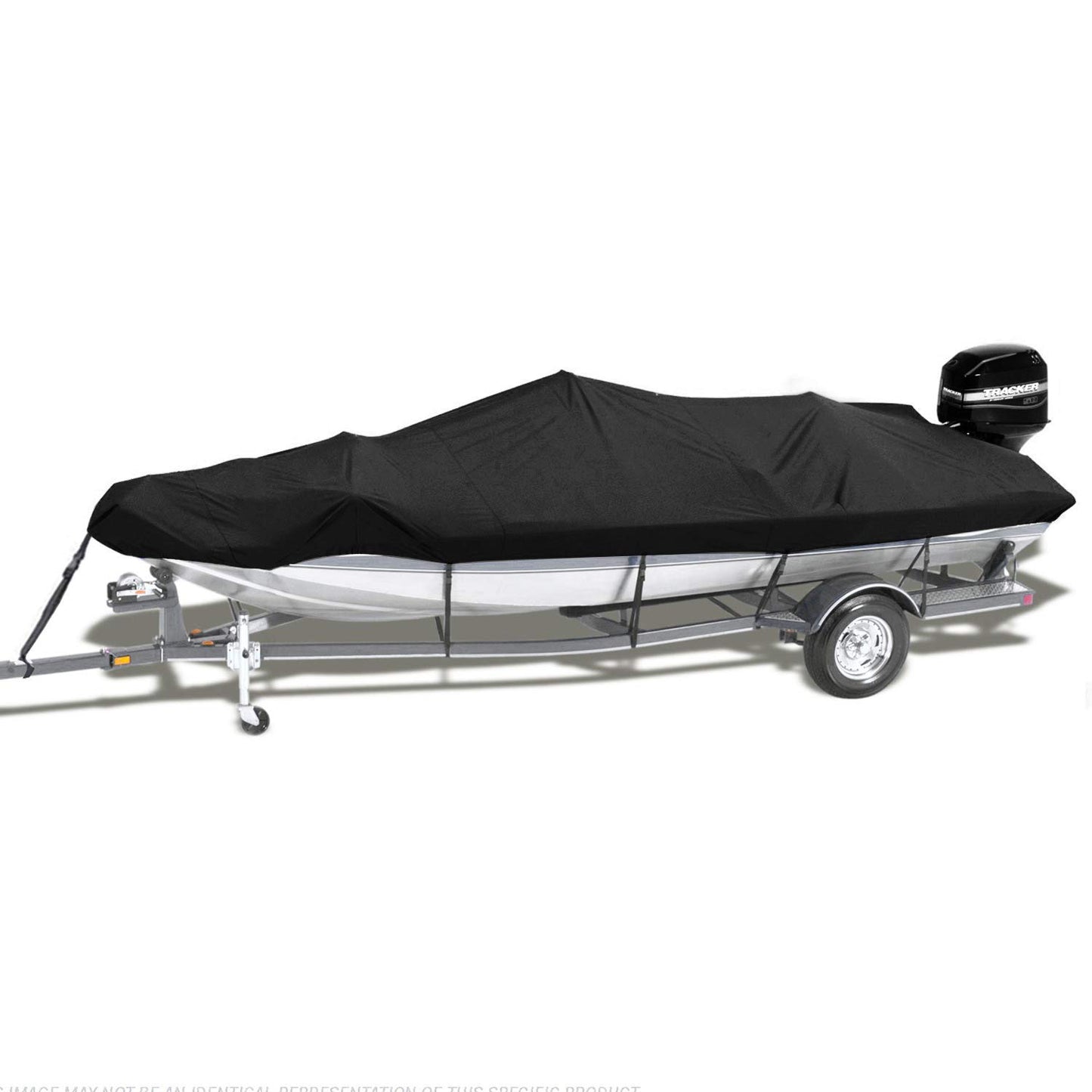 NEVERLAND Trailerable Boat Cover Waterproof Heavy Duty Marine Grade Polyester Canvas Fits V Shape/V-Hull and Tri-Hull Runabouts, Pro-STYL, Bass Boats (Boat Length 17-19ft, Beam Width up to 102",Black)