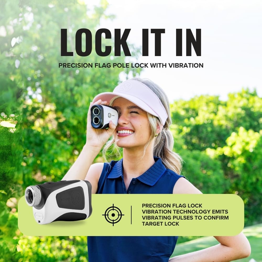 Stripebird - Pro Tour Golf Rangefinder with Slope (Black/White) - Range Finder Golf with Ultra-Strength Magnet - Laser Rangefinder with Slope Technology & Flag Pole Lock Vibration - Golf Range Finder
