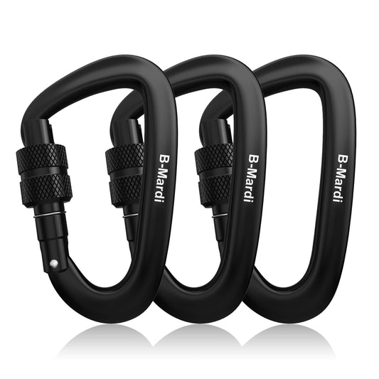 B-Mardi Carabiner Clips Heavy Duty 12kN (2697 lbs)-Lightweight Locking Carabiners for Camping, Hiking, Hammock, Dog Leash Harness, Outdoor and Gym etc, Keychains& Utility ﻿