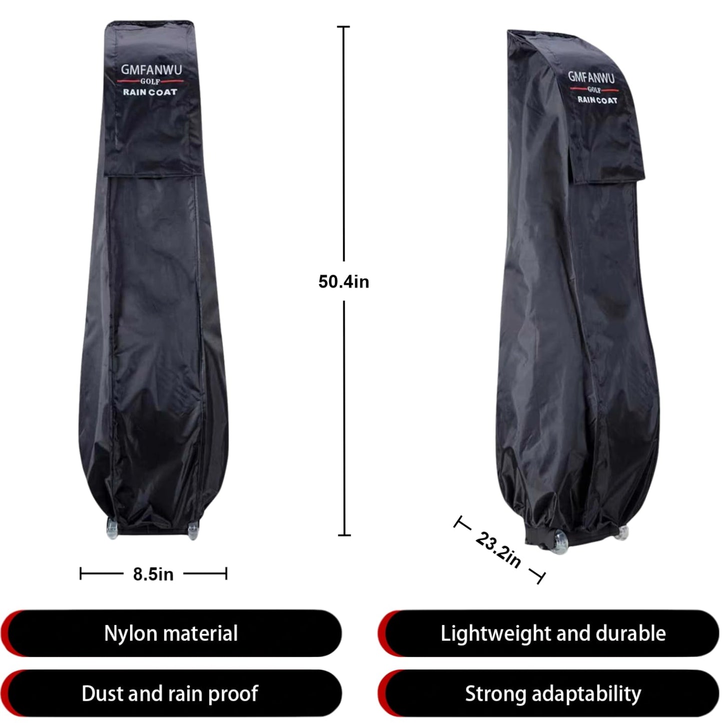 GMFanwu Golf Bag Rain Cover Waterproof, Heavy Duty Nylon Golf Bag Cover, Full Protection Against Rain & Dust, Universal Golf Bag Rain Hood for Travel