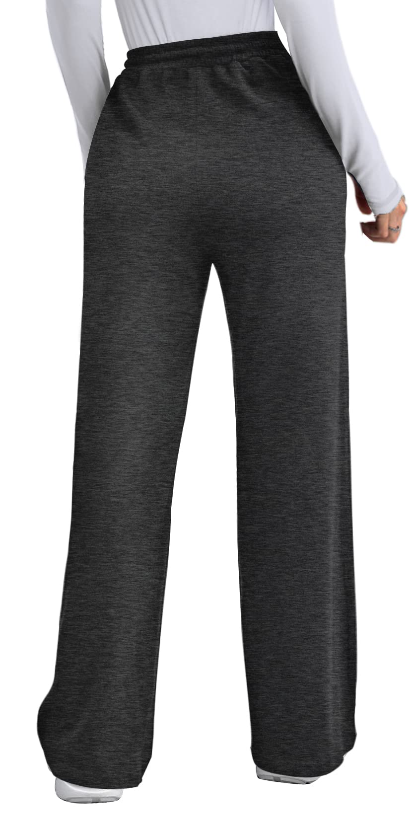 OFEEFAN Women Sweatpants Winter Long Elastic Waist Loose Pants for Women with Pockets Dark Grey XL