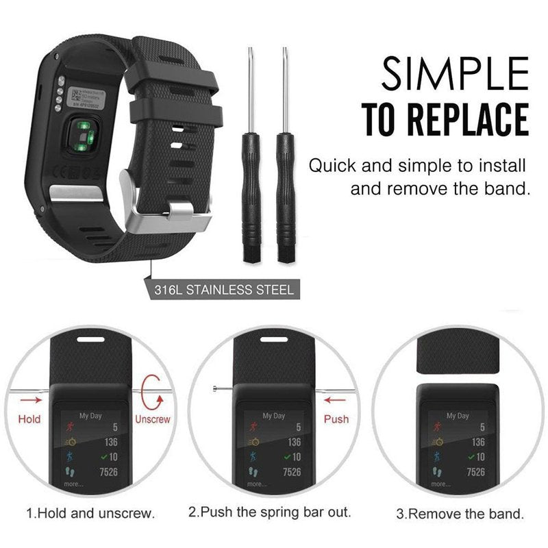 Band for Garmin Vivoactive HR, Soft Silicone Replacement Watch Band Only for Garmin Vivoactive HR (No Tracker, Replacement Bands Only)