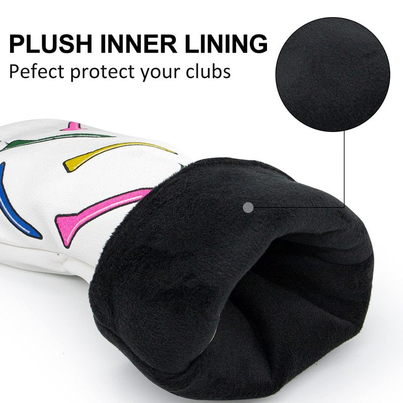 1pc or 3pcs Golf Club Covers Driver Headcover 3 Wood Cover Hybrid Rescue Headcover PU Leather Colorful Golf Headcovers Set 13 H Golf Gifts for Men Women Golfers (Hybrid Cover 1pc)