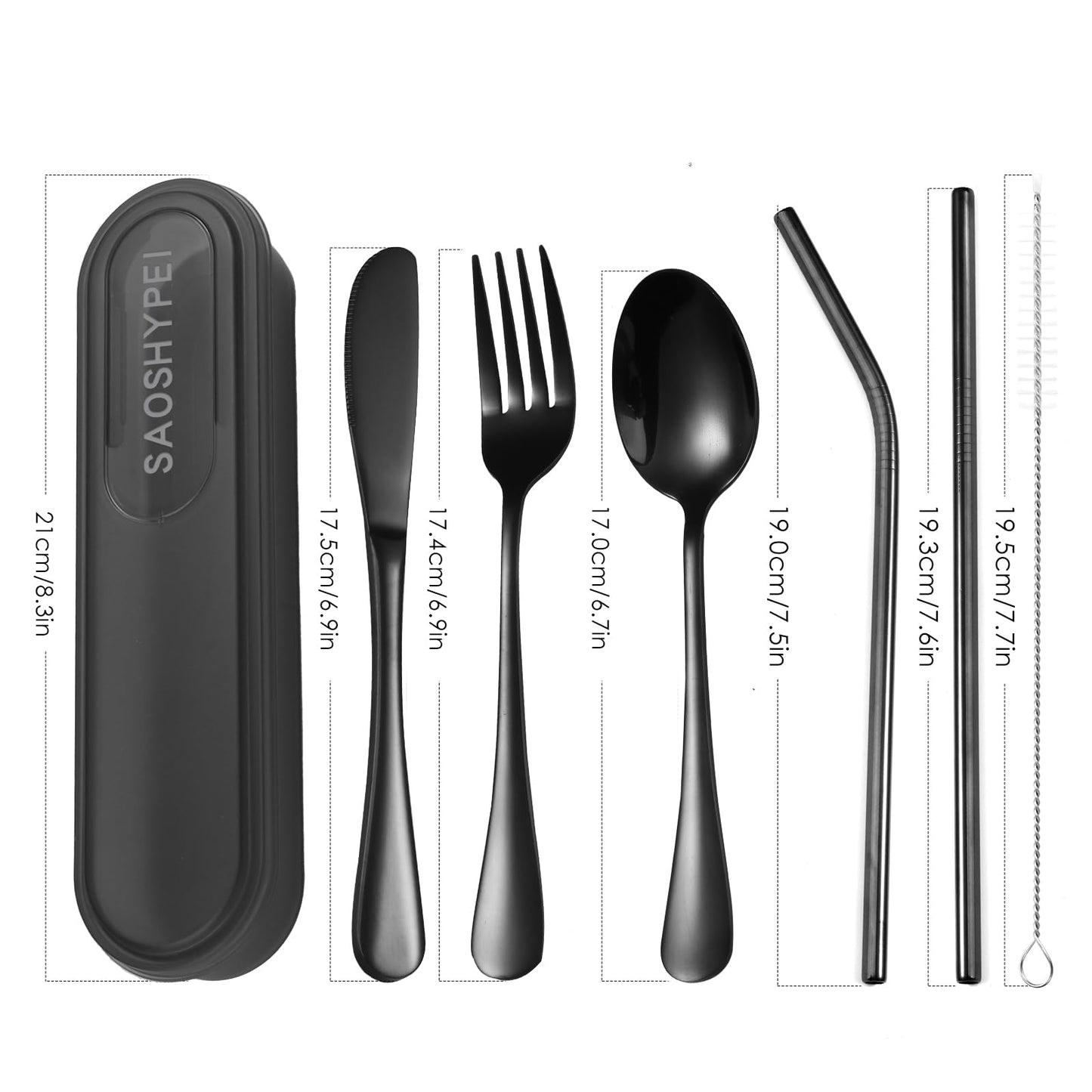 Portable Utensils Set with Case, 4pcs Stainless Steel Reusable Silverware for Lunch Camping School Picnic Workplace Travel, Lunch Box Includ Fork Spoon Knife,Easy to clean,Dishwasher Safe (grey)