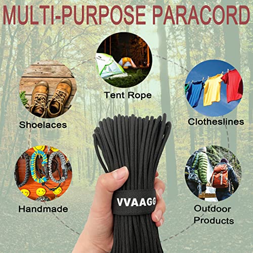 VVAAGG 550 Paracord 100FT, Strong Heavy-Duty Camping Rope, Tactical Parachute Cord, Outdoor Gear Tent Rope 4mm