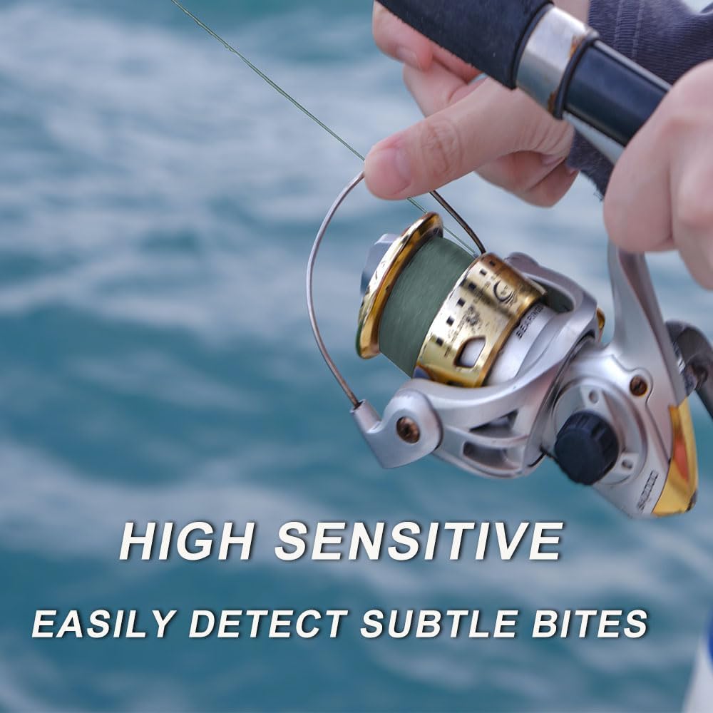 LinHiver Braided Fishing Line, Strong Power, Great Abrasion Resistance, Thin Diameter, No Stretch, Low Memory and High Sensitivity(328Yds, 10LB, 4 Strands, Dark Green)
