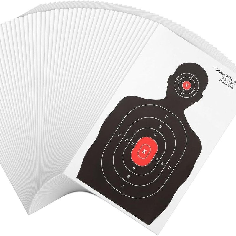 APLUSGEAR 50 Pcs/Set 14 x 22 Inch 2-Color Bullseye Shooting Targets for Shooting Range Silhouette & Red Bullseye, Pistol Targets & Shooting Range & Airsoft Accessories