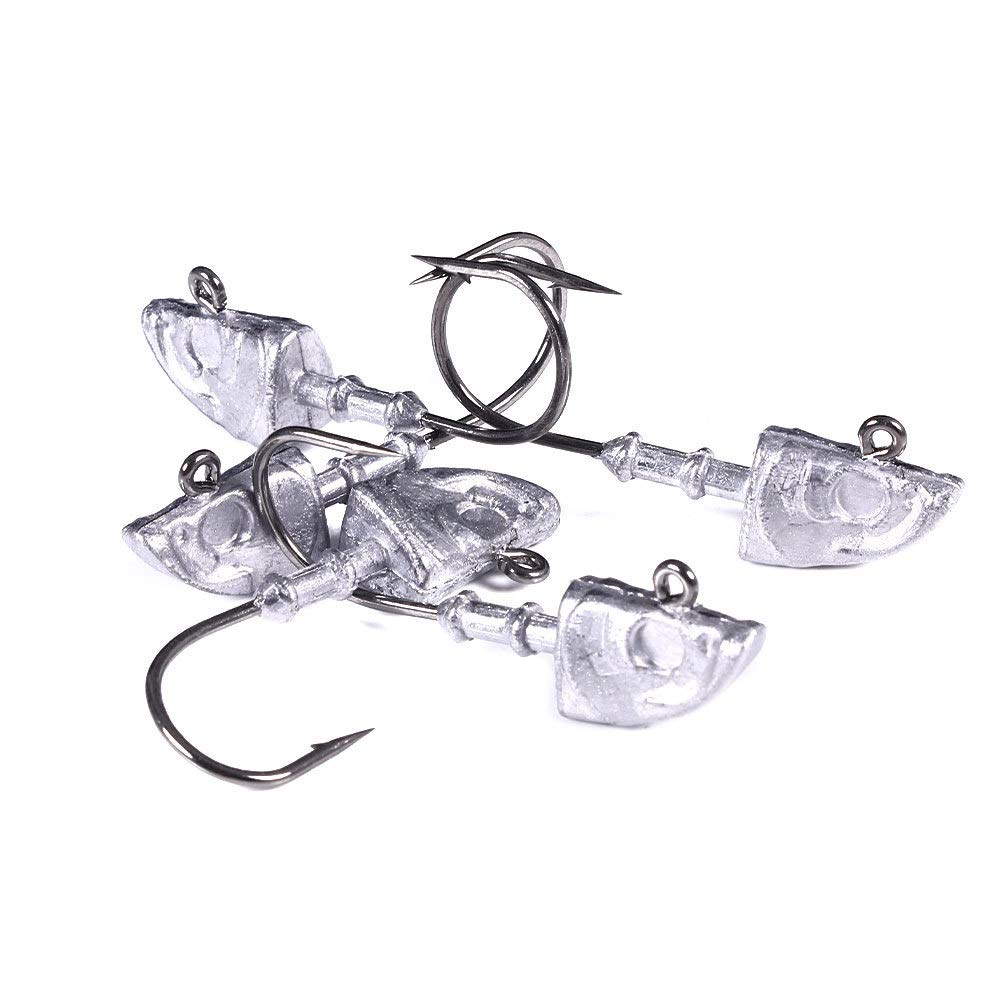 Swimbait Jig Head Saltwater Flats Jig Head Bait Spin Head Jigs Realistic Fish Head Jig Heads 5 Pack (1oz Jig Heads 5pack)