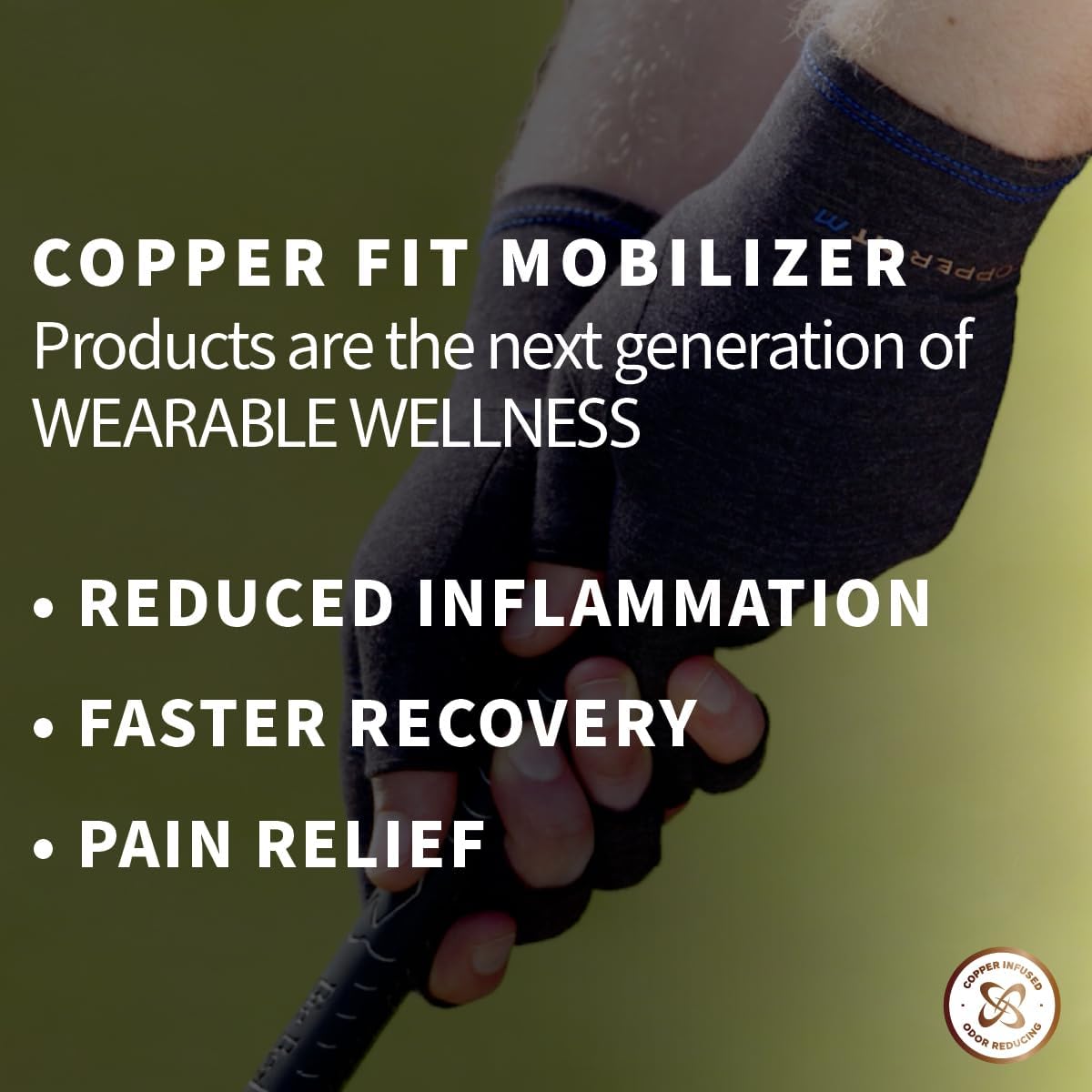 Copper Fit Compression Gloves - Arthritis Relief for Joint Swelling & Tendonitis | Unisex Size