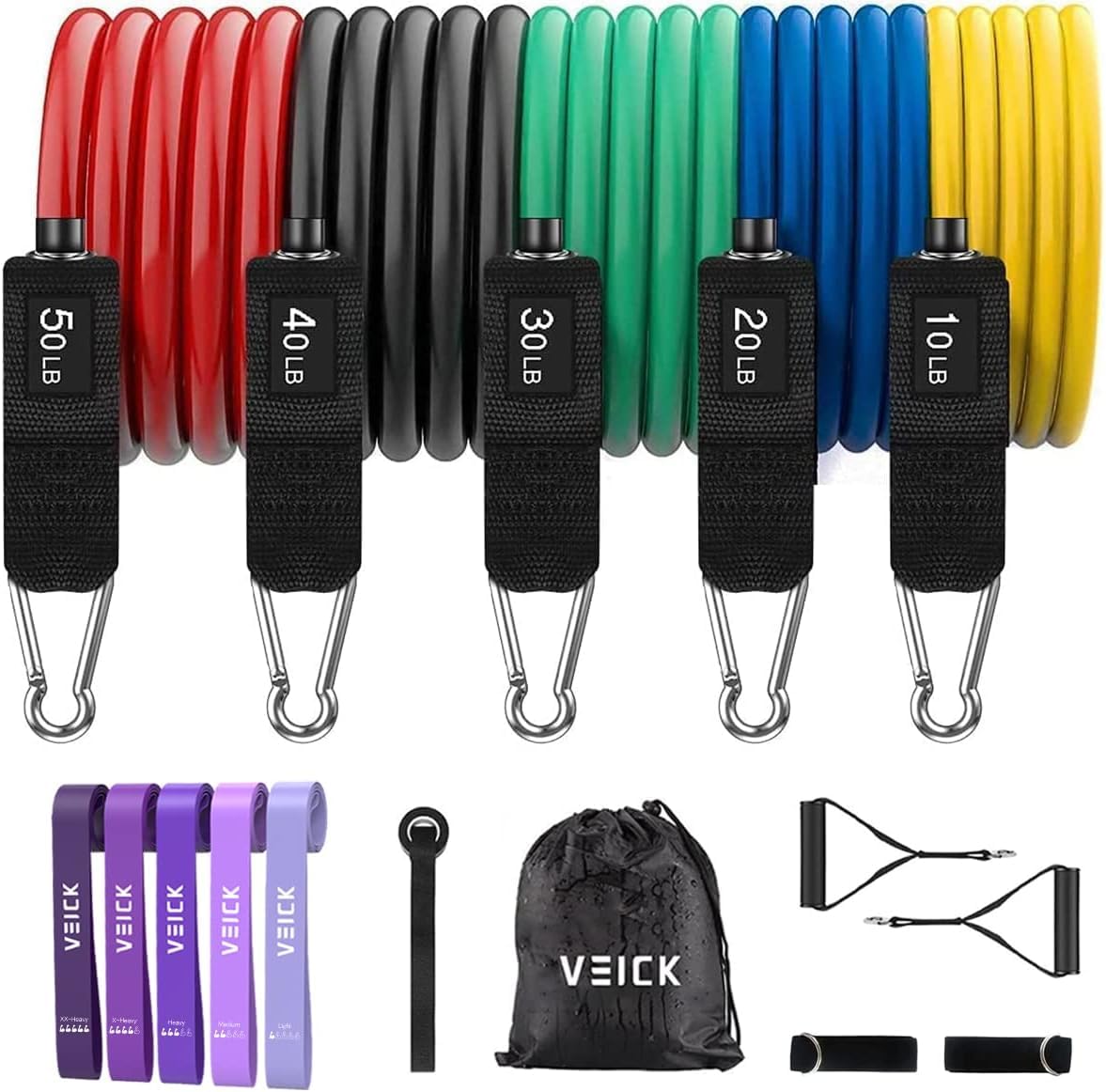 VEICK Resistance Bands, Exercise Bands, Workout Bands, Resistance Bands for Working Out with Handles for Men and Women, Exercising Bands for Fitness Weights Work Out at Home