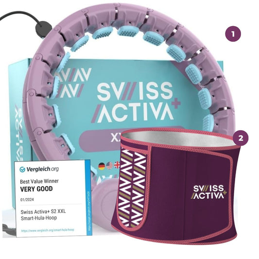 Swiss Activa+ S2 XXL Smart Hula Hoop with Waist Trimmer -Waist Size 22-50in - Weight Loss Infinity Smart Weighted Hula Hoop for Women