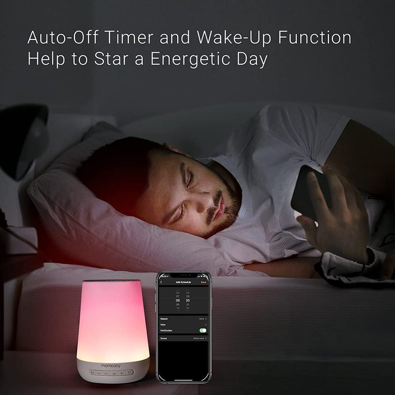 Baby Sound Machine - Momcozy White Noise Machine for Soothing Sleep | 34 Sounds, Night Light, App Control (Blue)