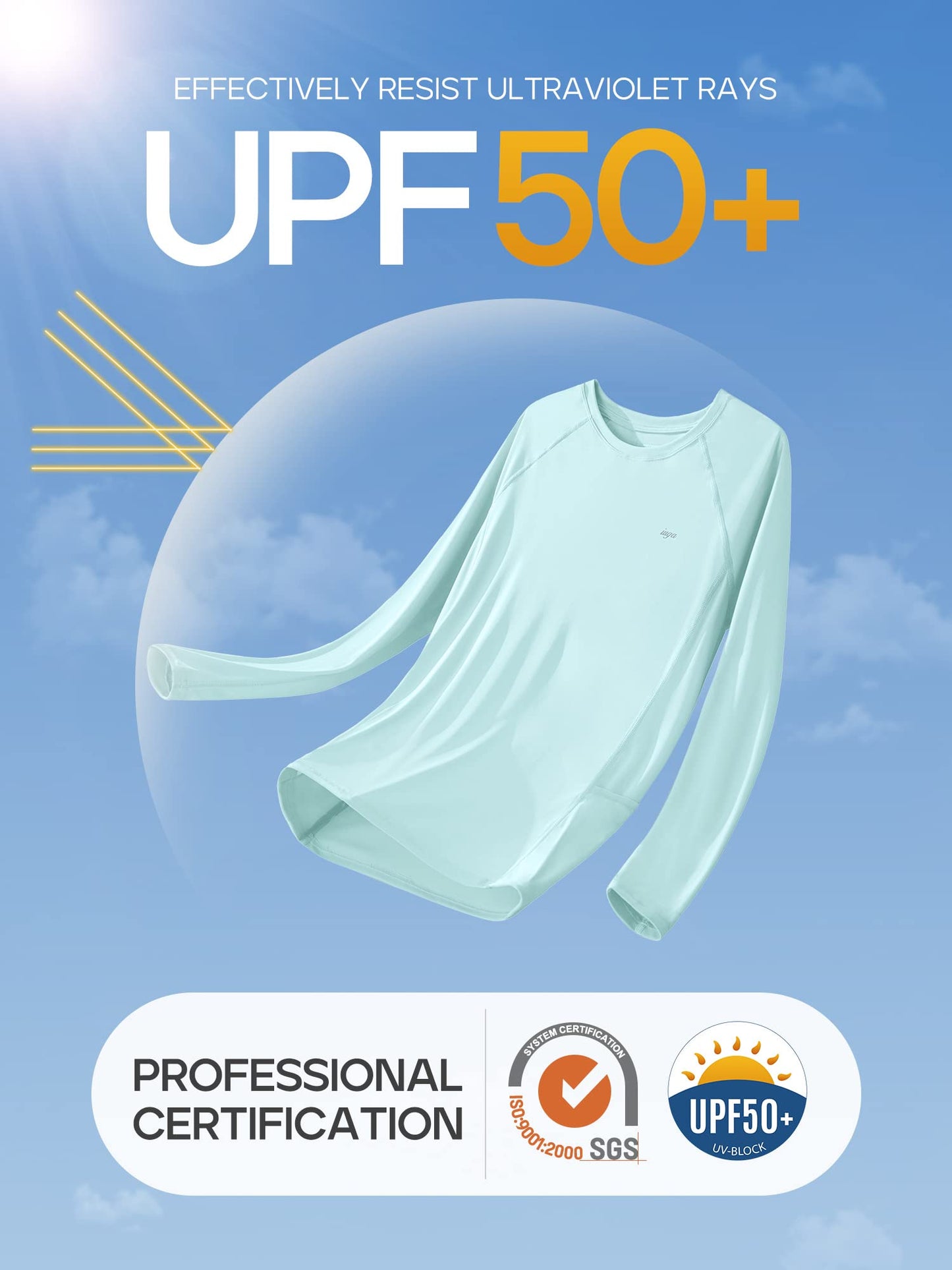 IUGA Rash Guard for Women UPF 50+ SPF UV Protection Long Sleeve Workout Tops with Pockets Dry Fit Hiking Swim Shirt