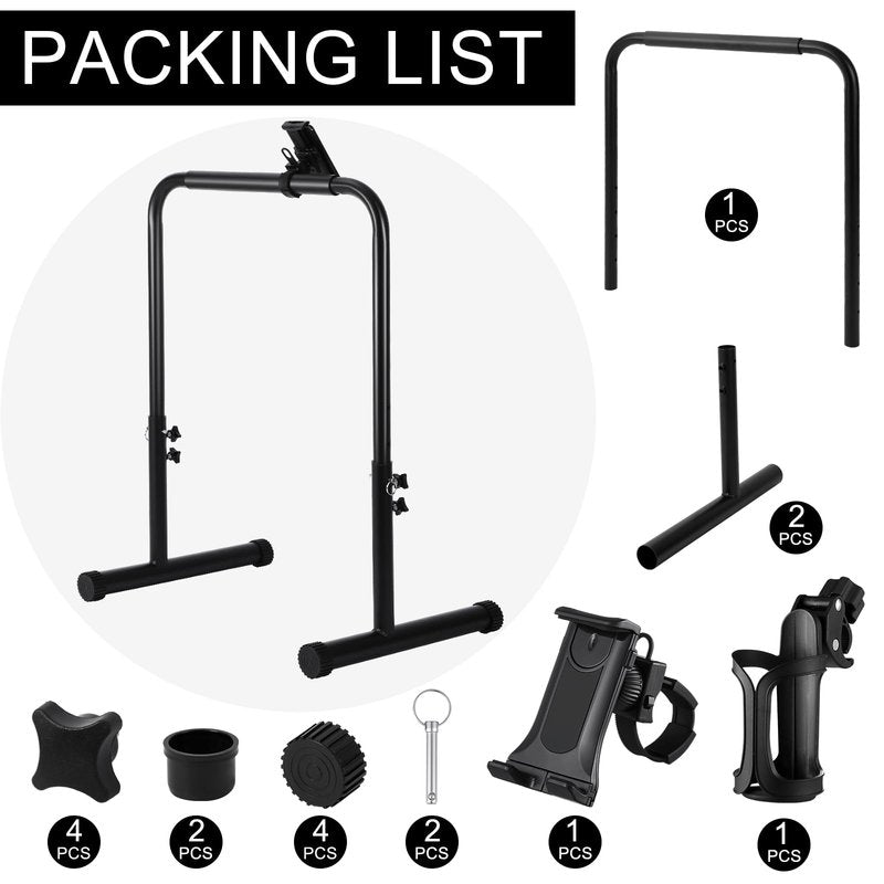 Leinuosen 24.4 Inch Walking Pad Handle Bar Attachment Only with Phone and Cup Holder Adjustable Treadmill Handrail Height from 30.7 to 39.37 Inch Comfortable Grip Stainless Steel Frame Overbold Stable