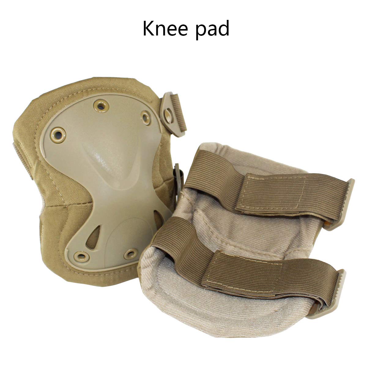 AOUTACC Tactical Combat Knee & Elbow Protective Pads Set for Outdoor CS Paintball Game Cycling Safety Skateboarding Gear Skates Knee Protection Guard Pads (Tan)