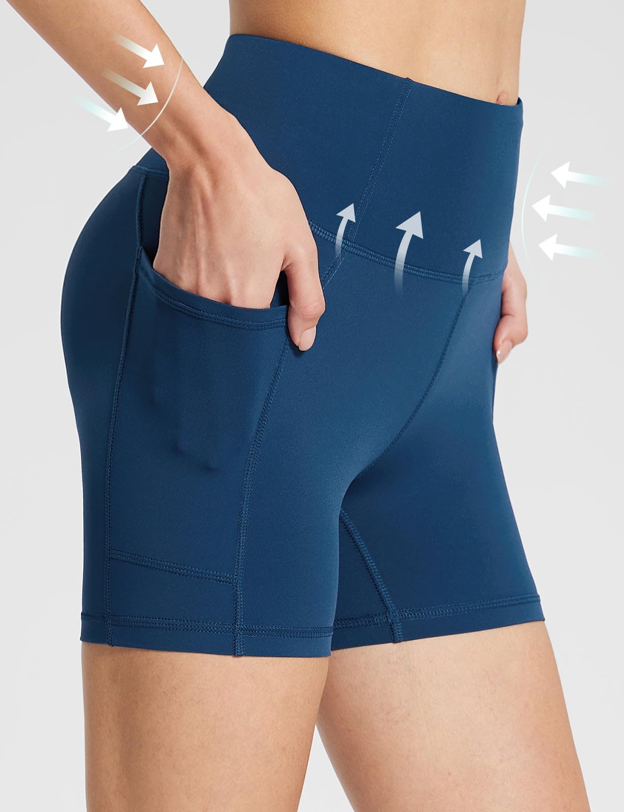 baleaf Womens Spandex Shorts 8" Lycra Compression Shorts Blue XL