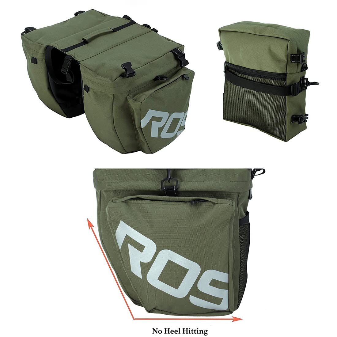 MOZOWO Bike Rear Rack Bag, 3 in 1 37L Waterproof Bicycle Rack Seat Bag Pannier Cycling Back Seat Rack Trunk Bag Saddle Bag for Mountain MTB Bike with Detachable Shoulder Strap & Reflective Sign