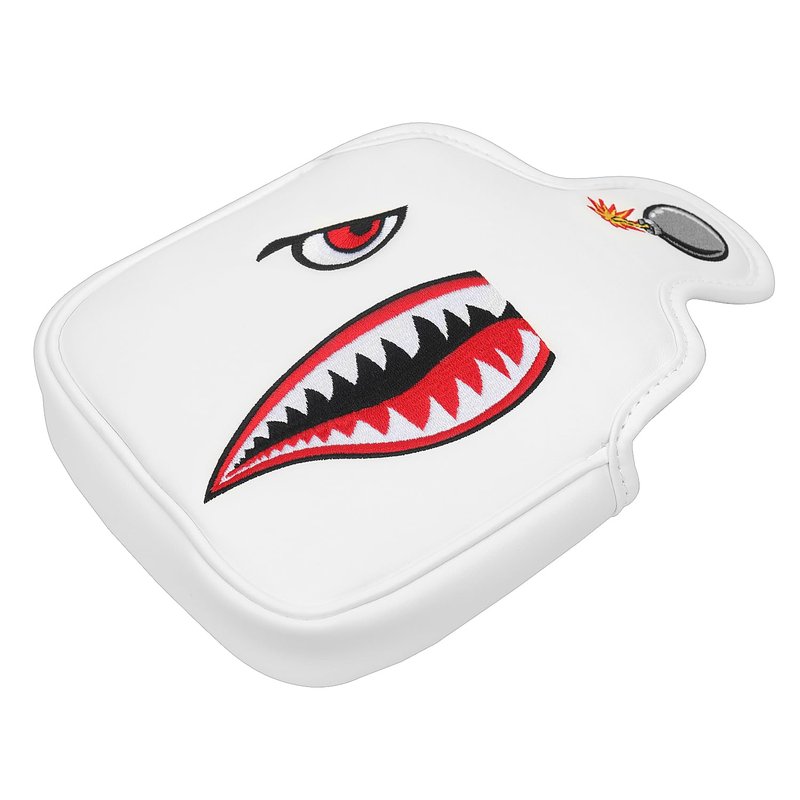 SHABIER White Golf Putter Cover with Tiger Shark Design Golf Large Mallet Headcover