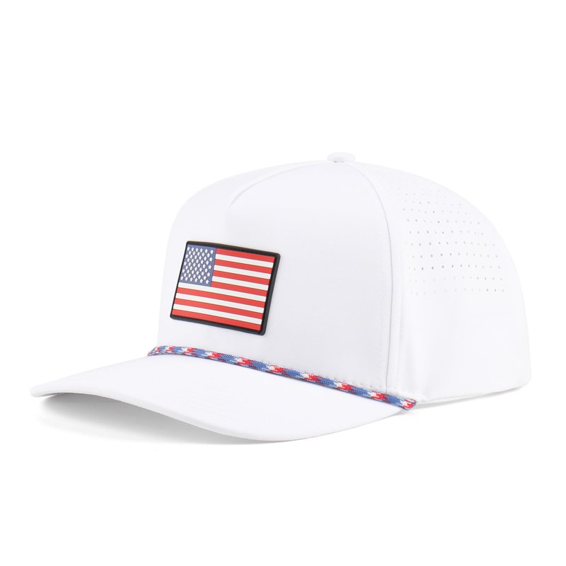 Old Glory American Flag Rope Hat: Golf Hat for Men and Women, One Size Snapback, White