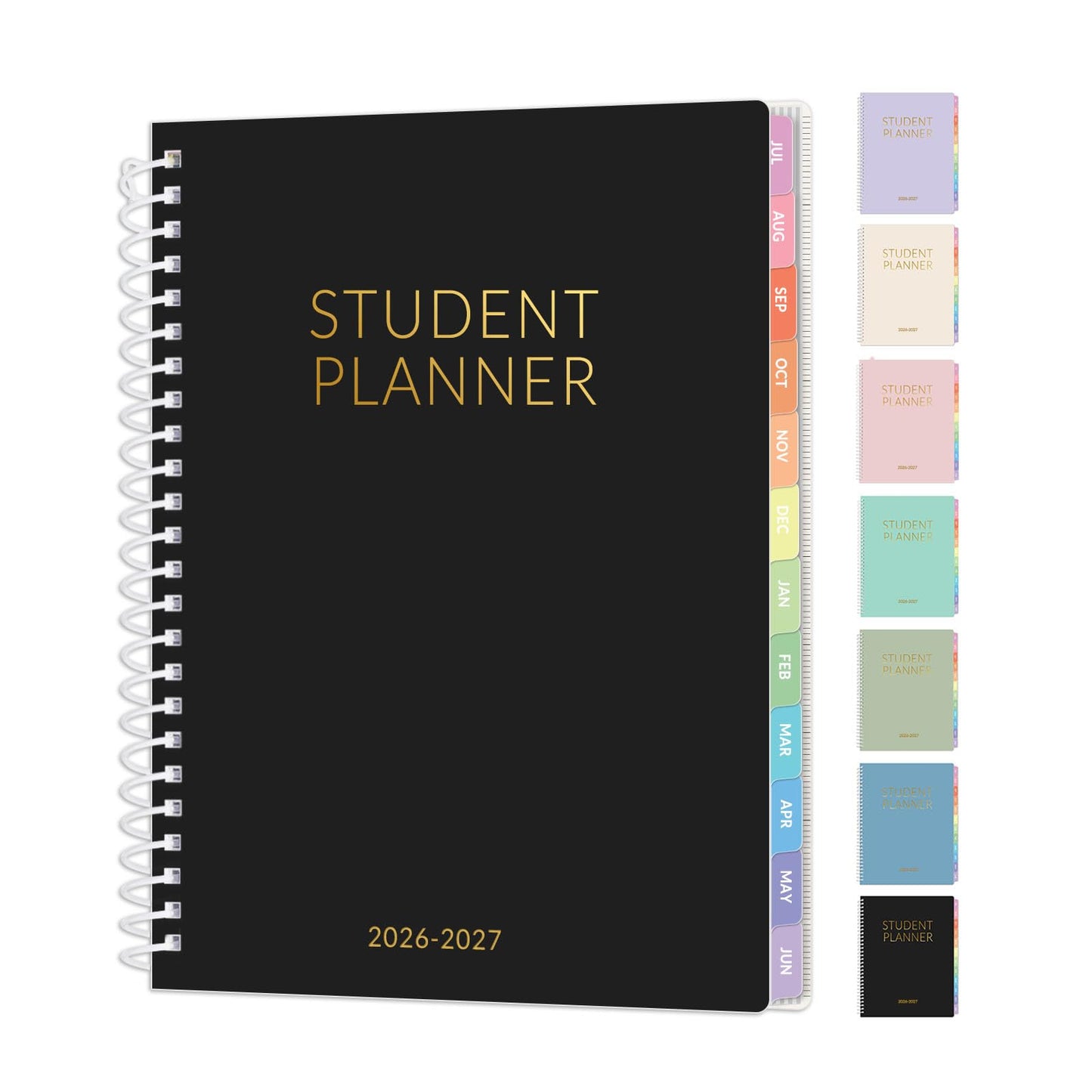 Student Planner 2026-2027, SUNEE Academic Weekly & Monthly Plan Book, Jul. 2026 - Jun. 2027, 6.5"×8.3" Middle & High School Planner, Lesson Plan Book with Week's Goals, Bookmark, Monthly Tabs, Black