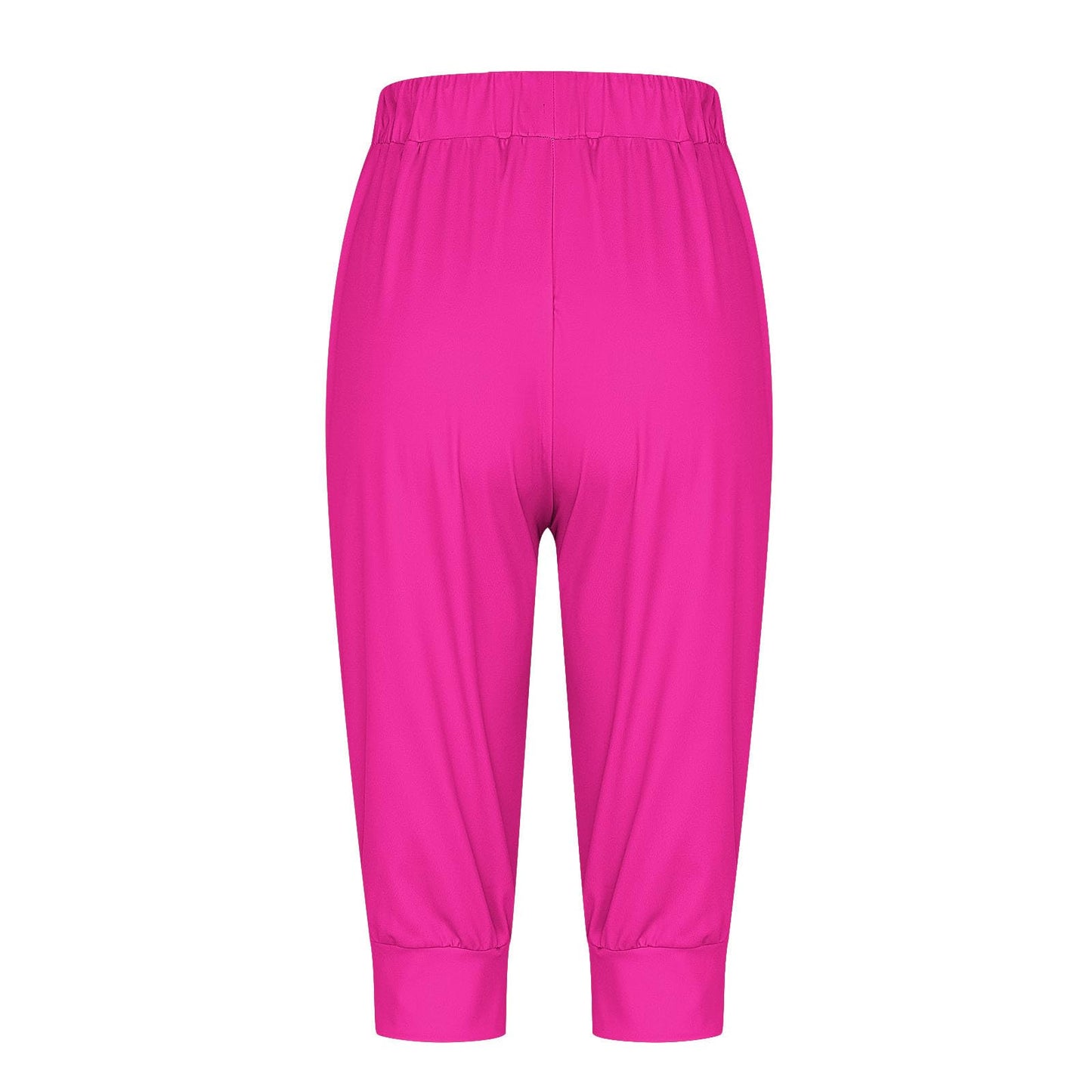 Womens Capri Sweatpants Joggers Summer Casual Cropped Jogger Pants Gym Workout Yoga Capris with Pockets Hot Pink