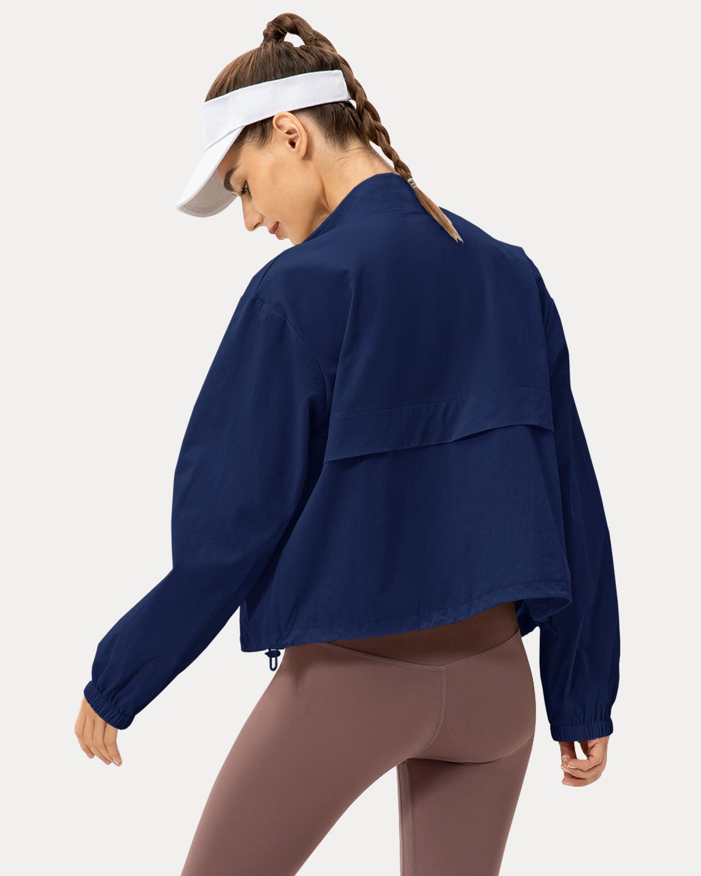 Locachy Women's Lightweight Zip Up Athletic Jacket Stand Collar Windproof Sun Protection Workout Outdoor Jacket Navy S