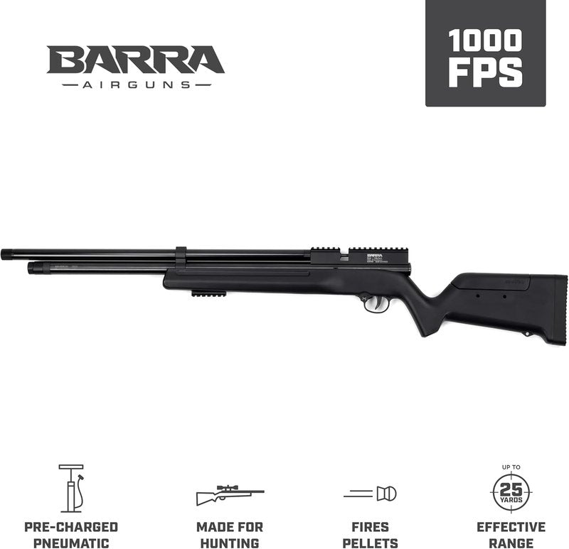 Barra 1100z Gen 2 PCP Air Rifle - .22 & .25 Caliber, 1000 FPS, Side Lever Action