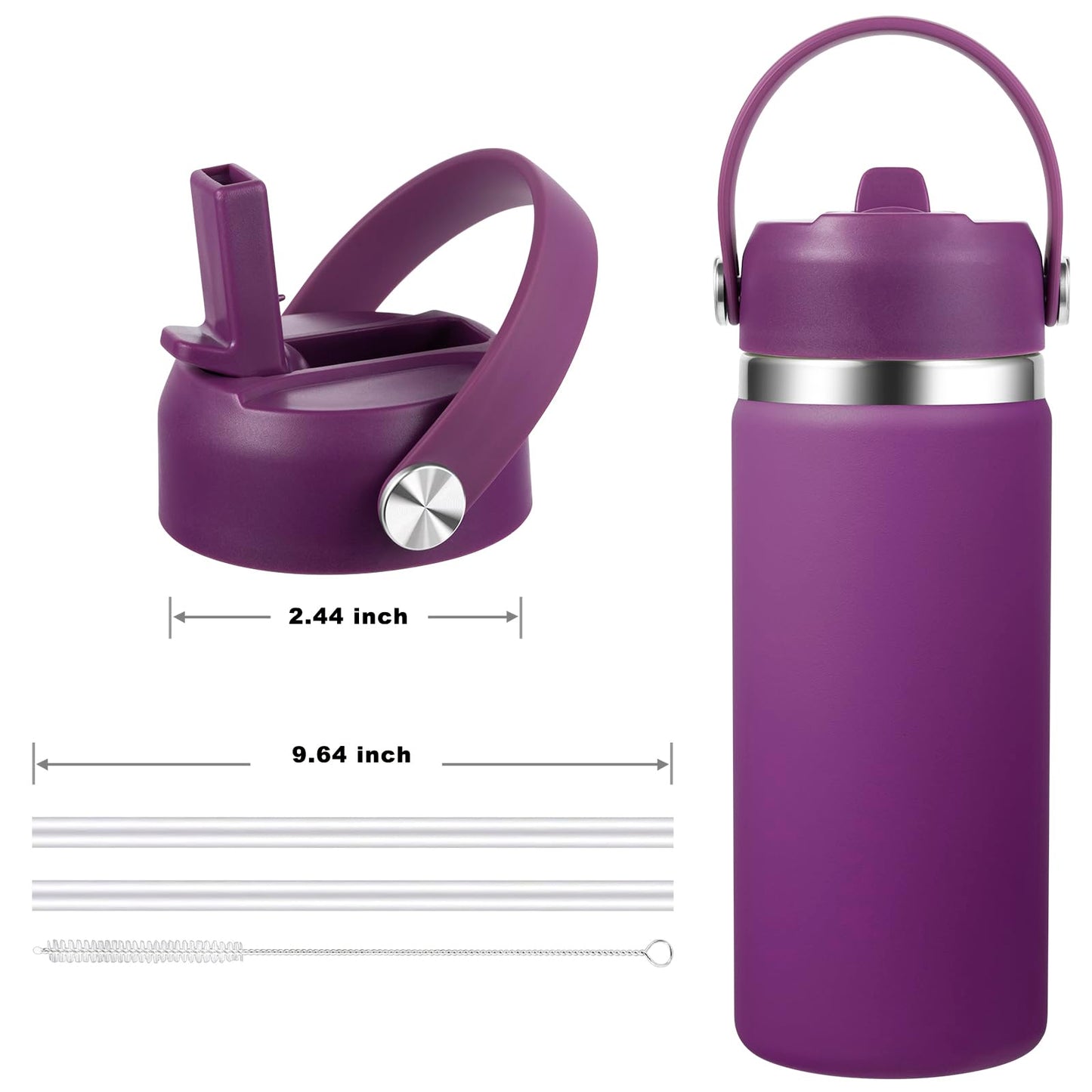 Straw Lid for Hydro Flask Wide Mouth, Lids with Straw for Hydroflask 12 16 18 20 32 40 oz Wide Mouth,Replacement Straw Cap for Hydroflask,Top Sport Bottle Accessories,Eggplant Purple