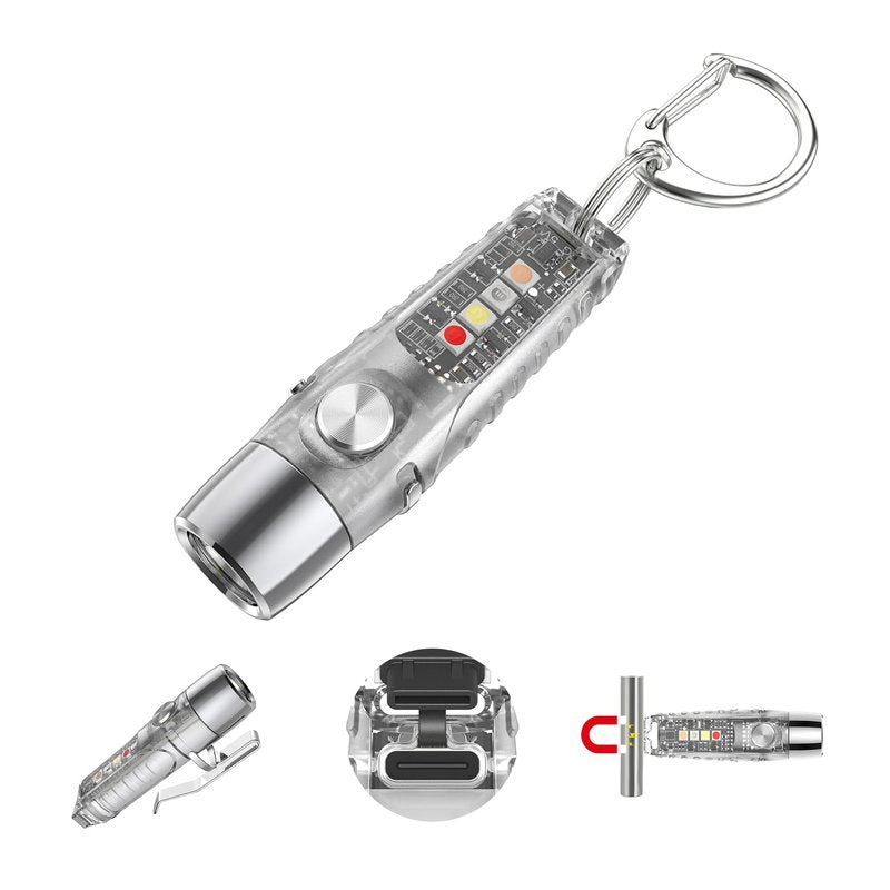 TUNENGE S12Pro Keychain Flashlight Rechargeable,750 High Lumen EDC Mini Flashlight with Clip,Multifunction COB Light with 365nmUV-11 Lighting Modes, Tail Magnet, Flash Light
