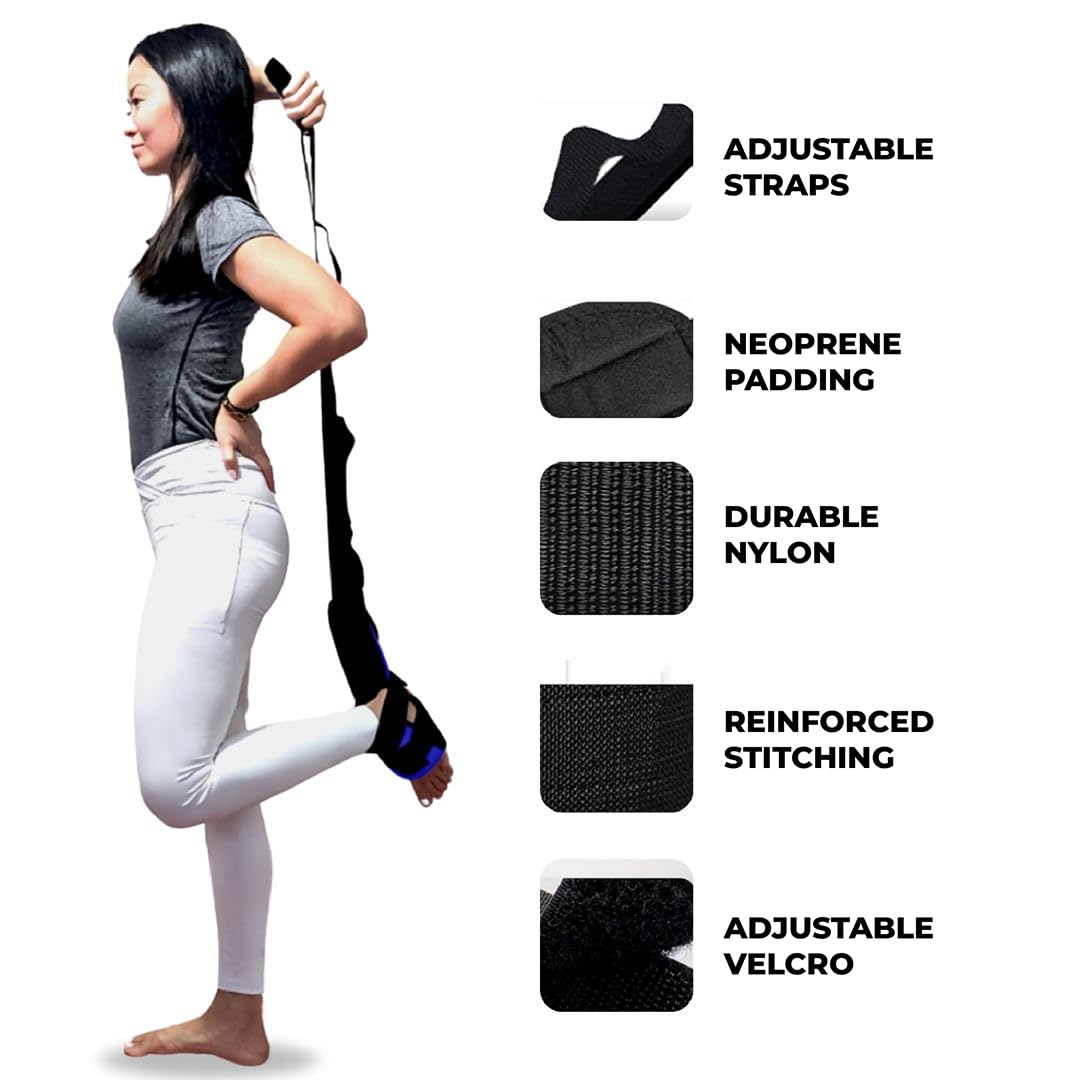 Yaghzu Foot and Calf Stretcher - Stretching Strap for Plantar Fasciitis, Achilles Tendonitis, Heel Spurs, Foot Drop, & Hamstring, Versatile Stretch Strap Used as Leg stretcher, Hamstring Stretcher and Foot Stretcher