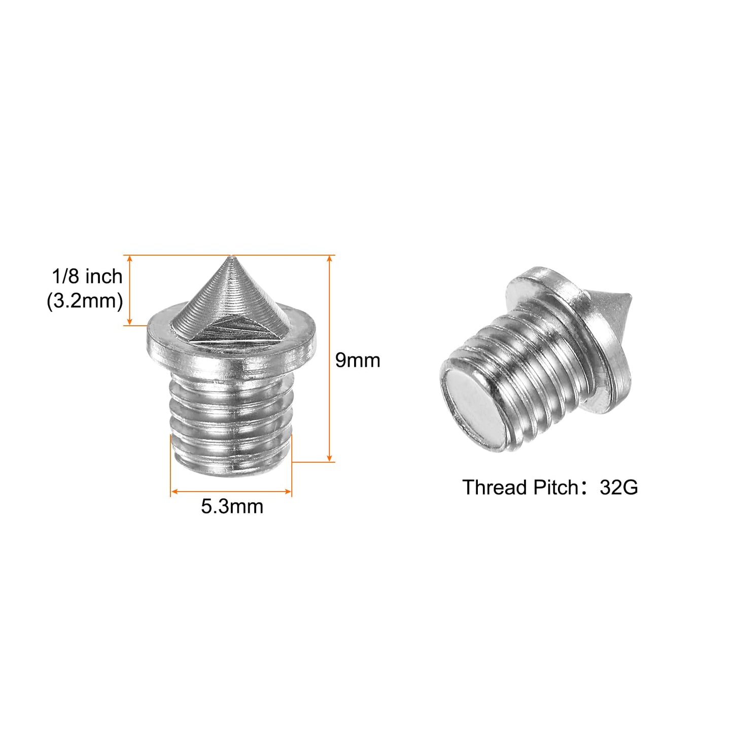 HARFINGTON 10pcs Track Spikes 1/8 Inch Alloy Steel Lightweight Replacement Spikes for Middle Long-Distance Running Track Shoes, Silver Tone