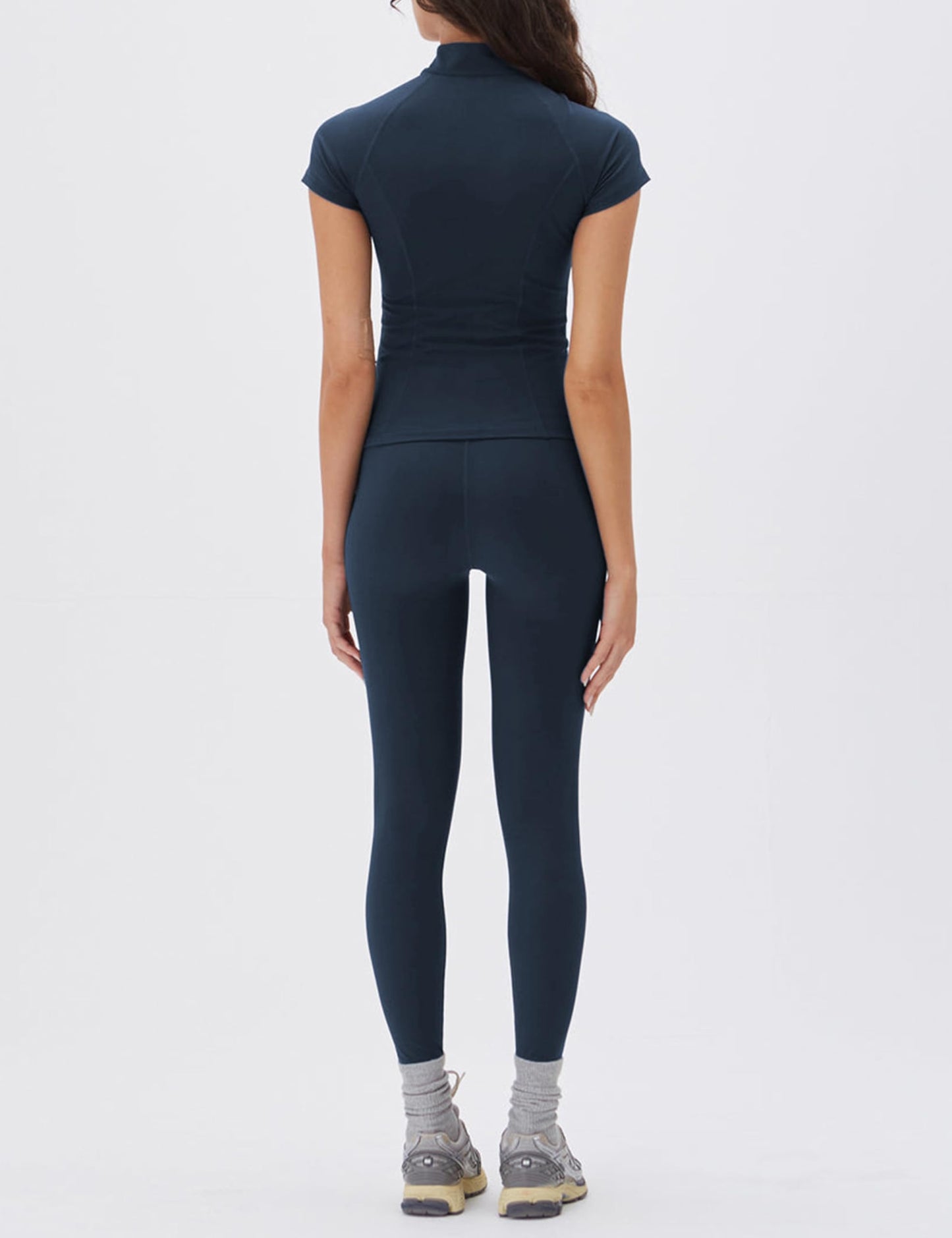 Lviefent Womens Lightweight Full Zip Active Running Track Jacket Workout Short Sleeve Top Slim Fit Yoga Sportswear (Navy-S)