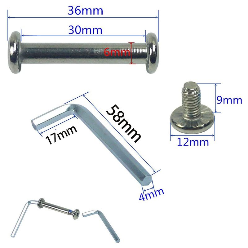 Still Awake OD 15/64" (6mm) Shaft Hex Socket Screw Inline Skate Wheel Roller Blades Replacement Skate Wheel Axles Repair kit (30mm/36mm)