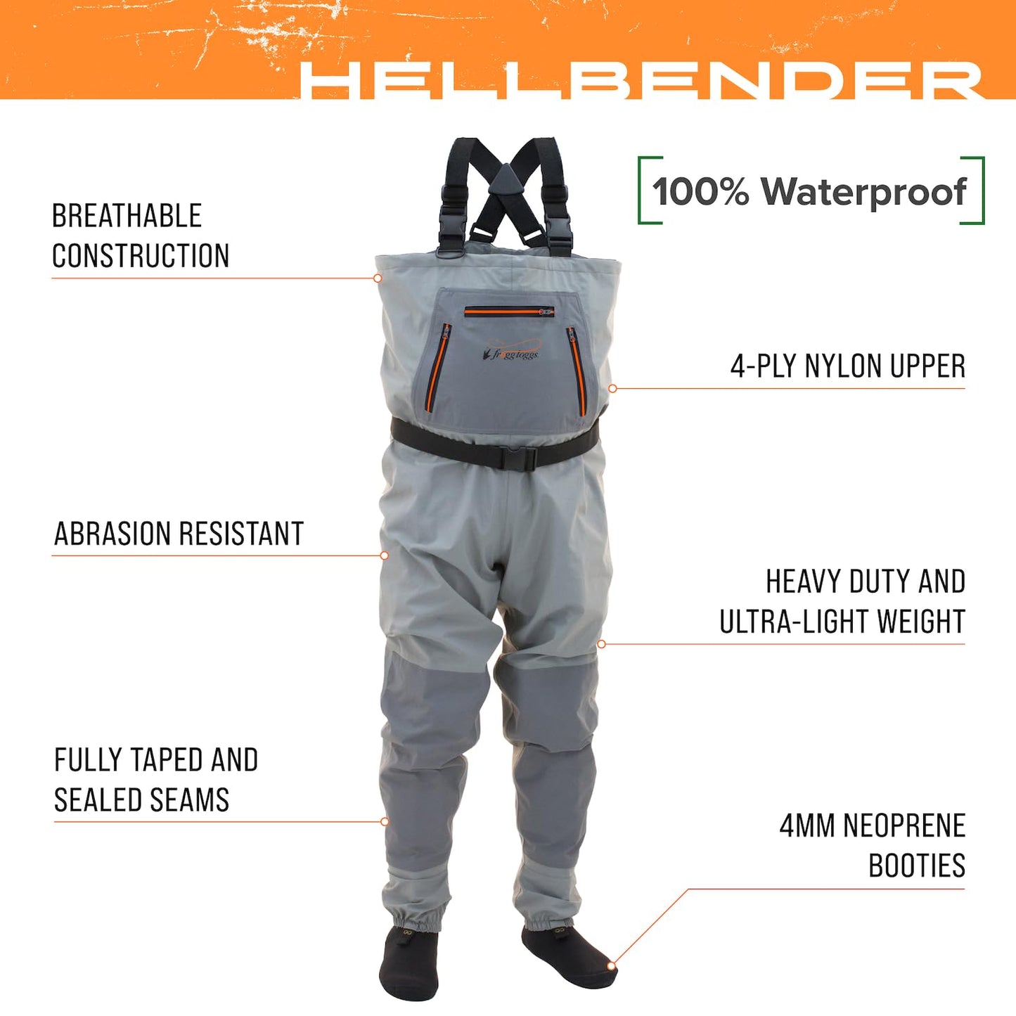 FROGG TOGGS Mens Hellbender Breathable Stockingfoot Fishing Chest Wader Realtree Fishing/Aspect Charcoal, Medium