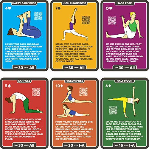 Stack 52 Yoga Exercise Cards: Designed by Certified Yoga Instructor. Video Instructions Included. Beginner to Advanced Poses and Asana Workout Games. Improve Fitness and Flexibility. (Mega Pack)